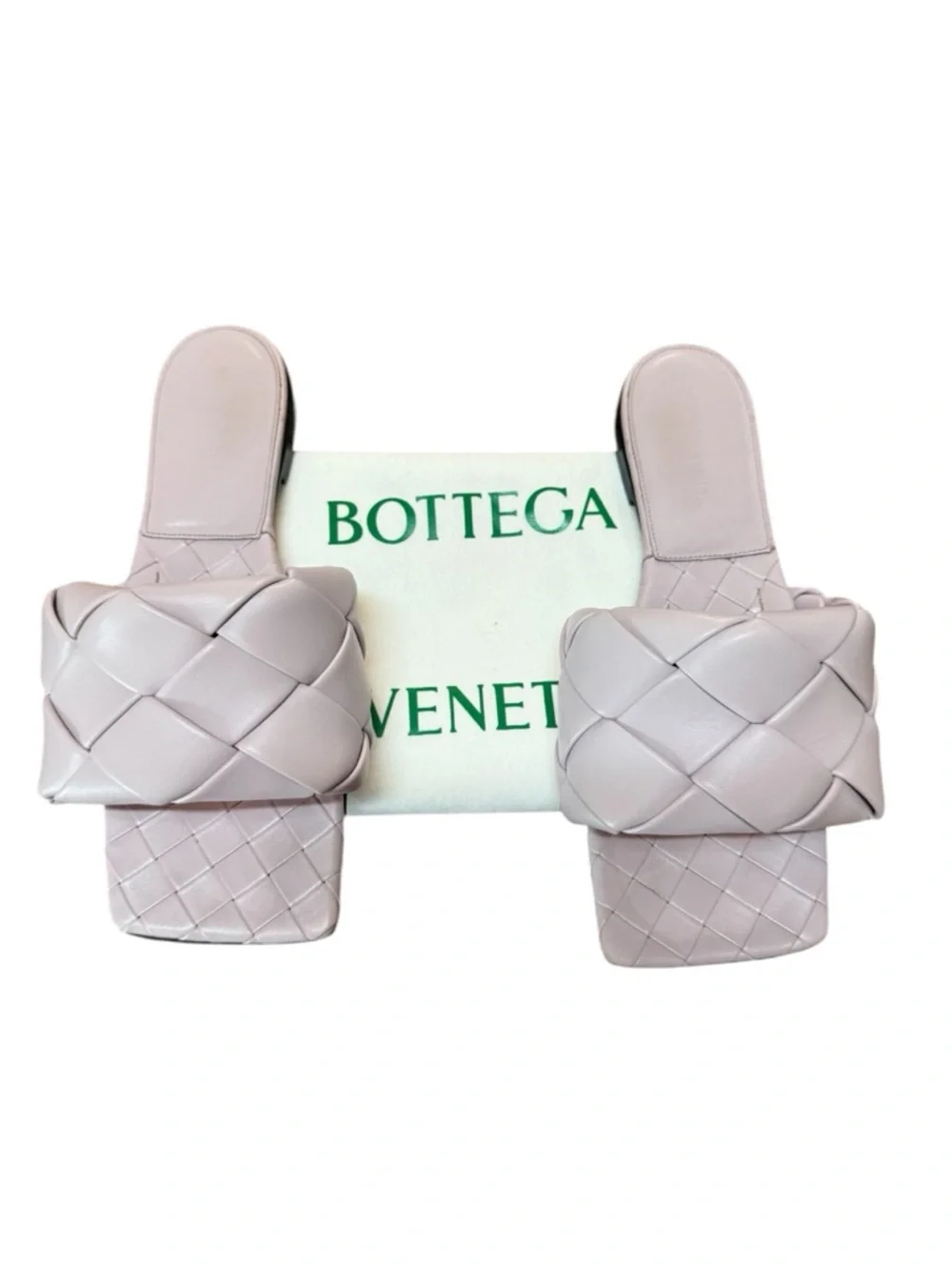 Bottega Veneta Lido Flat Sandals Grape Woven Leather Square Toe EU 38 US 8 - Picture 5 of 11